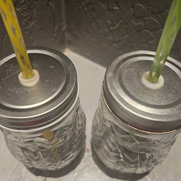 Set of 2 Mason Jar Drinking Glasses Owl Shape 5.5" - Picture 4 of 5